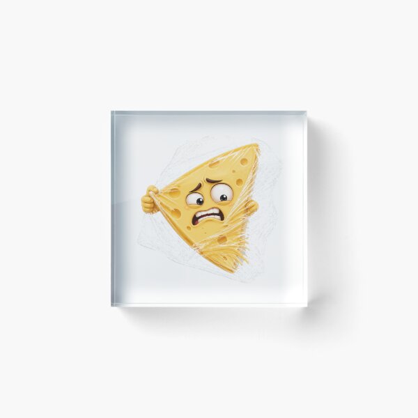 Item preview, Anxious Cheese Slice Cartoon Character Wrapped in Plastic designed and sold by jgvisualarts.