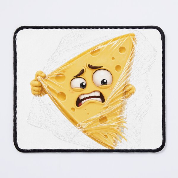 Item preview, Anxious Cheese Slice Cartoon Character Wrapped in Plastic designed and sold by jgvisualarts.