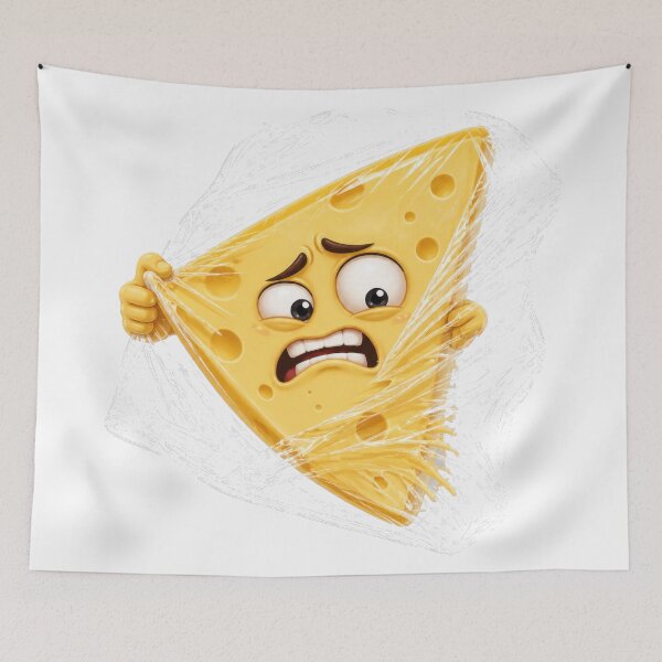 Item preview, Anxious Cheese Slice Cartoon Character Wrapped in Plastic designed and sold by jgvisualarts.