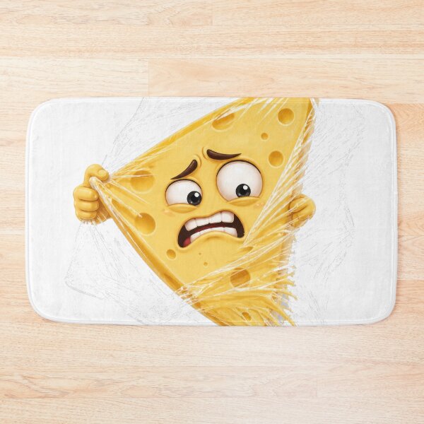 Item preview, Anxious Cheese Slice Cartoon Character Wrapped in Plastic designed and sold by jgvisualarts.