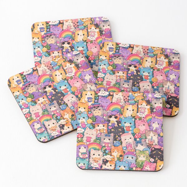 Item preview, Cute Cozy Cats Pattern – Rainbow Magical Cat Artwork designed and sold by Aramdesing.