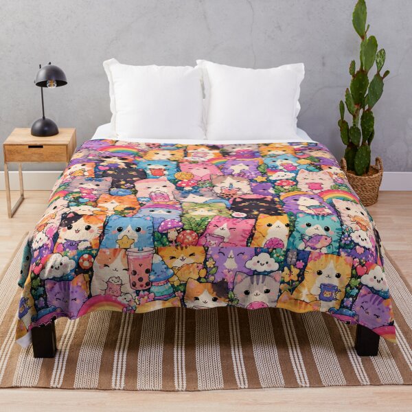Item preview, Cute Cozy Cats Pattern – Rainbow Magical Cat Artwork designed and sold by Aramdesing.