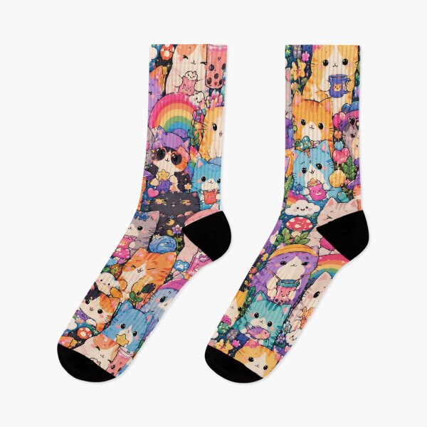 Item preview, Cute Cozy Cats Pattern – Rainbow Magical Cat Artwork designed and sold by Aramdesing.
