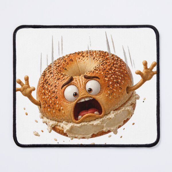 Item preview, Scared Bagel Smash Funny Food Character designed and sold by jgvisualarts.