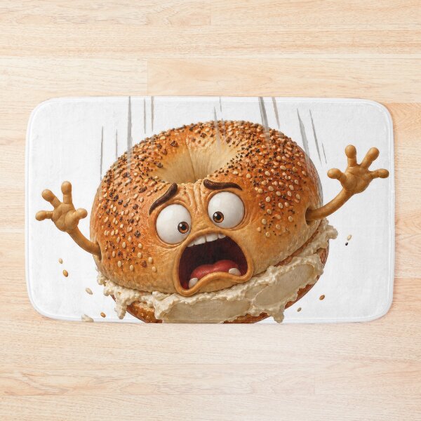 Item preview, Scared Bagel Smash Funny Food Character designed and sold by jgvisualarts.