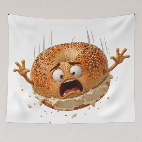 Item preview, Scared Bagel Smash Funny Food Character designed and sold by jgvisualarts.