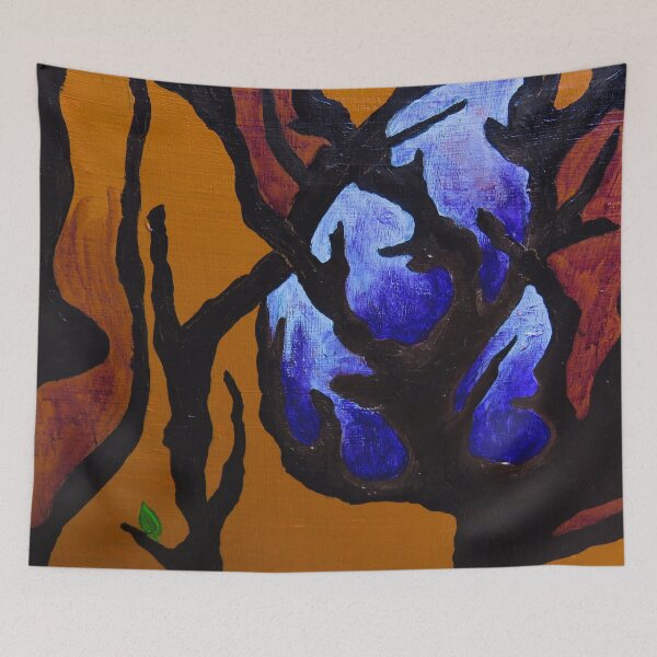 Item preview, Sometimes It's Necessary acrylic abstract painting of tree, sky, branches designed and sold by ChillonLeachArt.