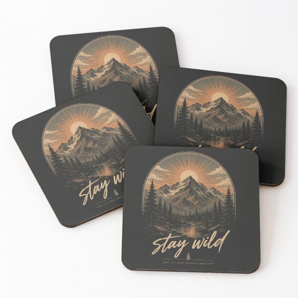 Item preview, Stay Wild Mountain Sunset – Vintage Hiking Adventure Nature Design designed and sold by MartBook.