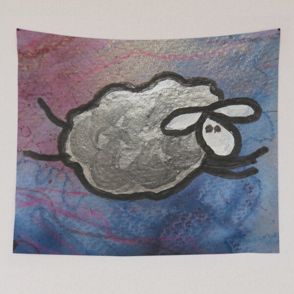 Item preview, UnFolding the Ewe-niverse #2 mixed media and ink painting of sheep designed and sold by ChillonLeachArt.