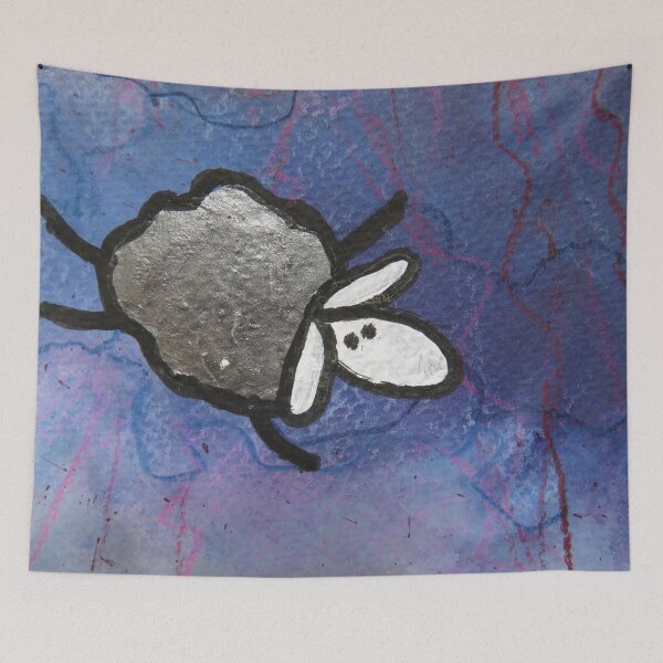 Item preview, UnFolding the Ewe-niverse #4 mixed media and ink painting of sheep designed and sold by ChillonLeachArt.