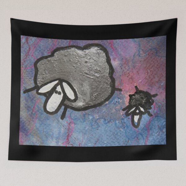 Item preview, UnFolding the Ewe-niverse #5 mixed media and ink painting of sheep designed and sold by ChillonLeachArt.
