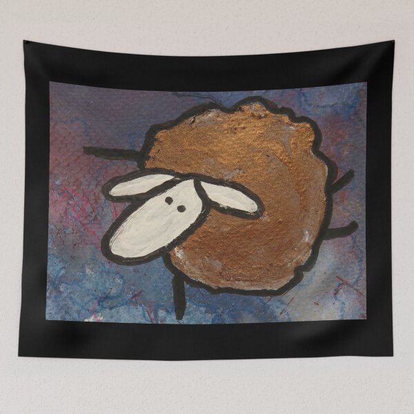 Item preview, UnFolding the Ewe-niverse #6 mixed media and ink painting of sheep designed and sold by ChillonLeachArt.