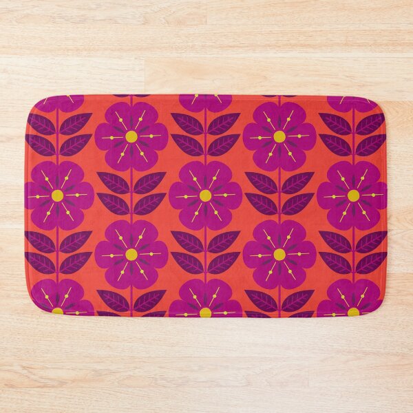 Item preview, Mod Scandinavian flowers in magenta and orange designed and sold by Jennifer Ladd.