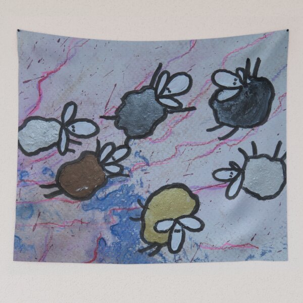 Item preview, UnFolding the Ewe-niverse #44 mixed media and ink painting of sheep designed and sold by ChillonLeachArt.