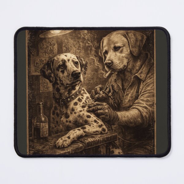 Item preview, Retro Dalmatian Dog Smoking Tattoo Artist Funny Meme Graphic T-Shirt designed and sold by Maravillio.