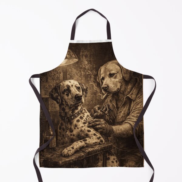 Item preview, Retro Dalmatian Dog Smoking Tattoo Artist Funny Meme Graphic T-Shirt designed and sold by Maravillio.