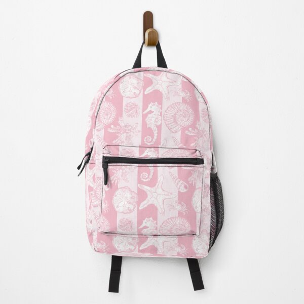 Item preview, Vintage White Washed Sea Life in Rose Pink Cabana Stripe designed and sold by PD-Coastal.