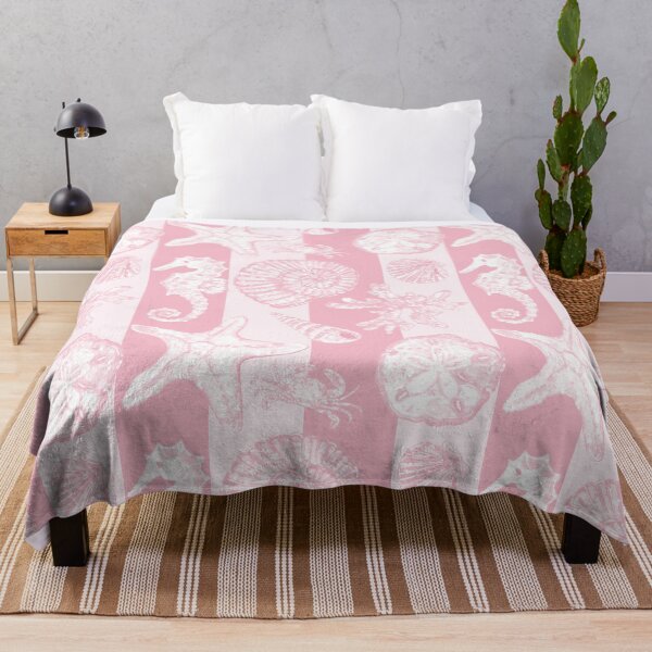Item preview, Vintage White Washed Sea Life in Rose Pink Cabana Stripe designed and sold by PD-Coastal.