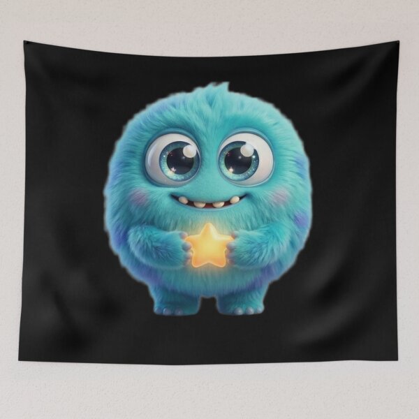 Item preview, Cute Blue Monster Holding Star – Kawaii Fantasy Creature Illustration designed and sold by MartBook.