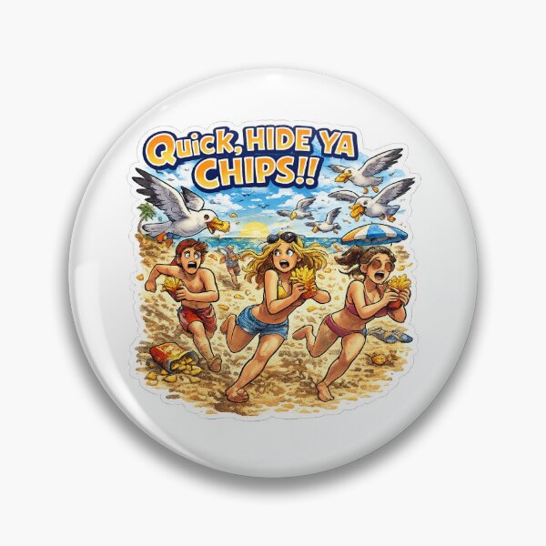 Item preview, Quick Hide Ya Chips Funny Seagull Beach Design – Classic British Seaside Humour designed and sold by GarnerSupplyCo.