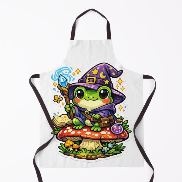 Item preview, Cute Frog Wizard Sitting on Mushroom – Kawaii Fantasy Magic Frog Sticker, Magical Frog Illustration designed and sold by ArtsyExplorer.
