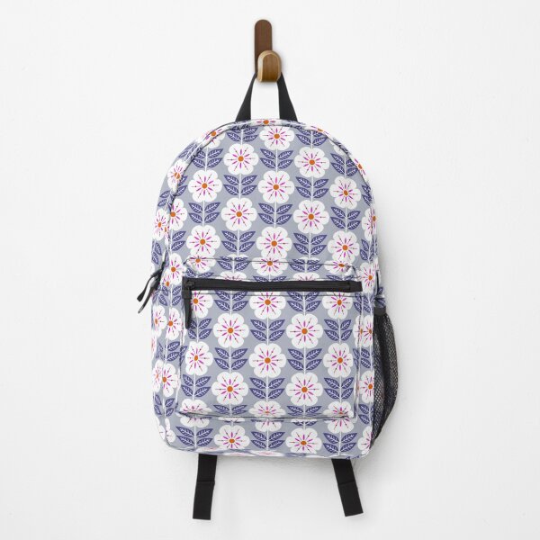 Item preview, Mod Scandinavian flowers in blue, white, and gray designed and sold by Jennifer Ladd.
