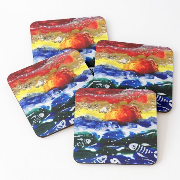 Item preview, Quirky Fish Abstract Warm Red Sunset Ocean Rainbow Aesthetic designed and sold by Cass Harker Studio.
