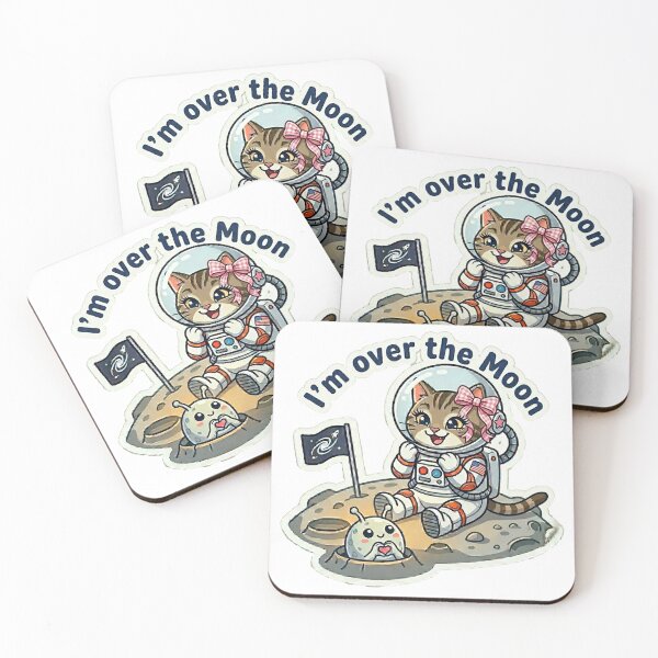 Item preview, ​I'm Over the Moon: Cute Astronaut Cat designed and sold by NadinGerasi.