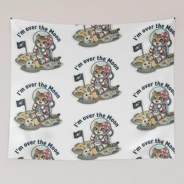 Item preview, ​I'm Over the Moon: Cute Astronaut Cat designed and sold by NadinGerasi.