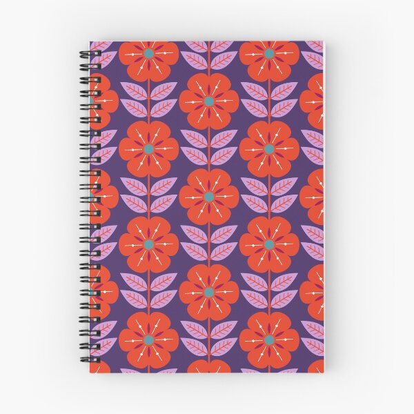 Item preview, Mod Scandinavian flowers in purple and red designed and sold by Jennifer Ladd.