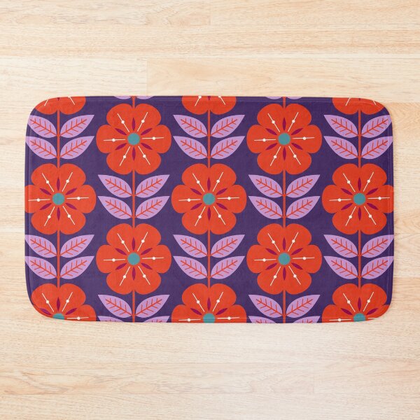 Item preview, Mod Scandinavian flowers in purple and red designed and sold by Jennifer Ladd.