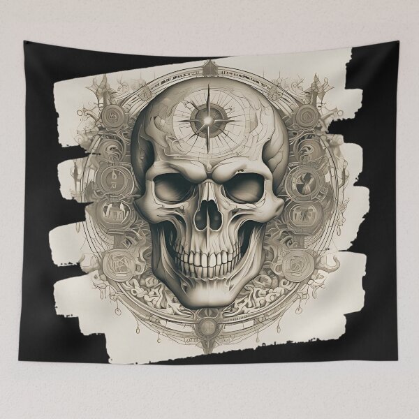 Item preview, Occult Skull Compass Engraving, Dark Fantasy Alchemy Sigil Patch designed and sold by DarkOriginArts.