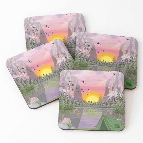 Item preview, Sunrise Camp — Mountain Lake Camping Digital Art Collage designed and sold by EnchantedLayers.