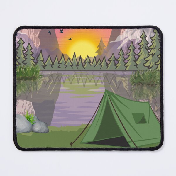 Item preview, Sunrise Camp — Mountain Lake Camping Digital Art Collage designed and sold by EnchantedLayers.