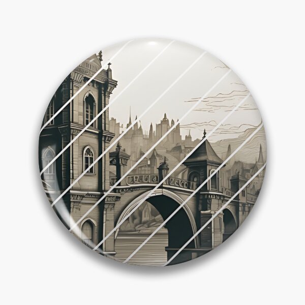 Item preview, Gothic Bridge Architecture Art, Dark Academia Fantasy City Landscape designed and sold by DarkOriginArts.