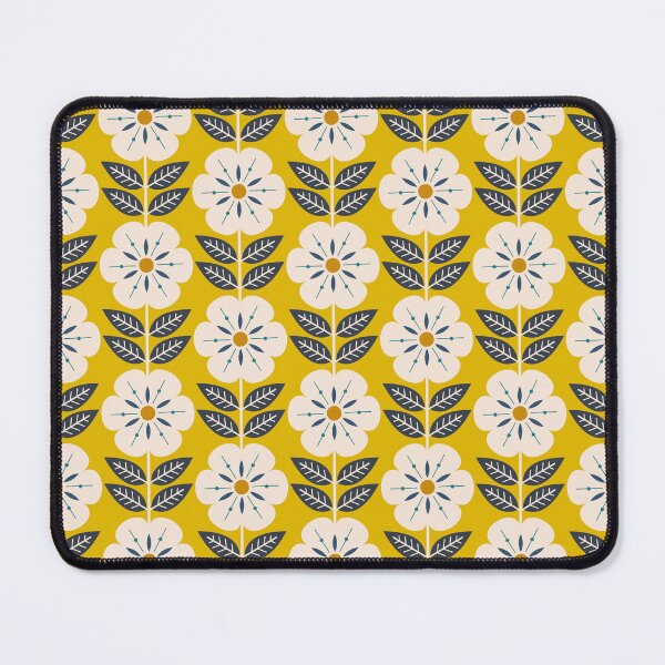 Item preview, Mod Scandinavian flowers in yellow designed and sold by Jennifer Ladd.