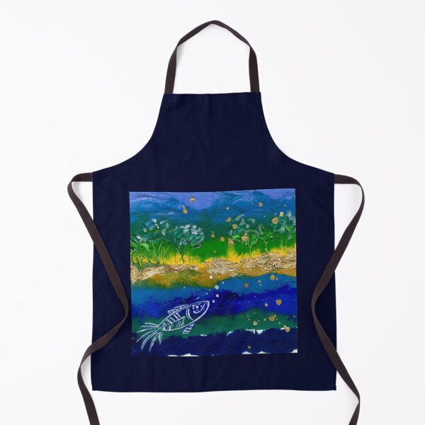 Item preview, Quirky Fish Abstract River Scene Original Painting designed and sold by Cass Harker Studio.