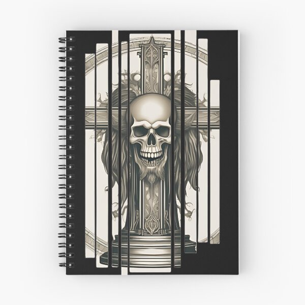 Item preview, Gothic Skull Cross Emblem, Vertical Slats Dark Fantasy Engraving designed and sold by DarkOriginArts.
