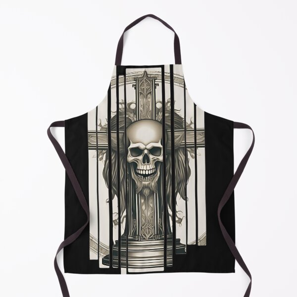 Item preview, Gothic Skull Cross Emblem, Vertical Slats Dark Fantasy Engraving designed and sold by DarkOriginArts.