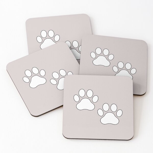 Item preview, V2 Minimalist Dog Paw Prints White Filled Line designed and sold by CraftMuse19.