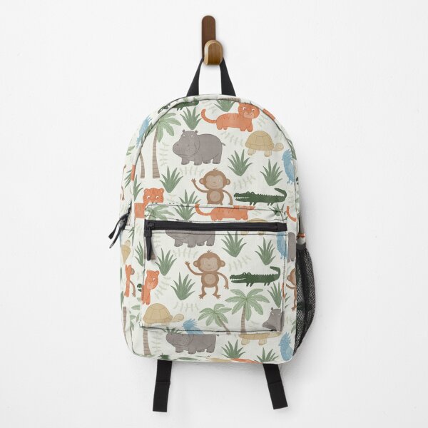 Item preview, Watercolor Jungle Safari Animals Nursery Cute Monkey Tiger Hippo On Cream designed and sold by DropRomance.