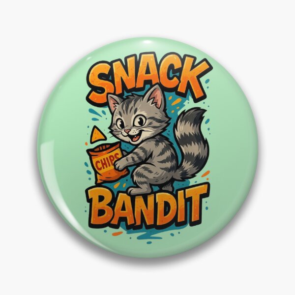 Item preview, Snack Bandit Funny Cat Design Cute Kitten Holding Chips Cartoon Art designed and sold by RealCuties.