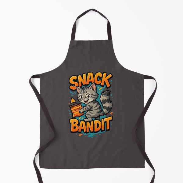 Item preview, Snack Bandit Funny Cat Design Cute Kitten Holding Chips Cartoon Art designed and sold by RealCuties.