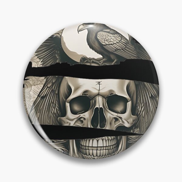 Item preview, Gothic Skull Raven Patch, Brush Stroke Occult Raven Skull Engraving designed and sold by DarkOriginArts.