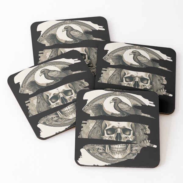 Item preview, Gothic Skull Raven Patch, Brush Stroke Occult Raven Skull Engraving designed and sold by DarkOriginArts.