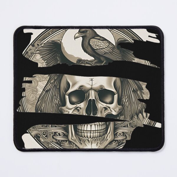 Item preview, Gothic Skull Raven Patch, Brush Stroke Occult Raven Skull Engraving designed and sold by DarkOriginArts.