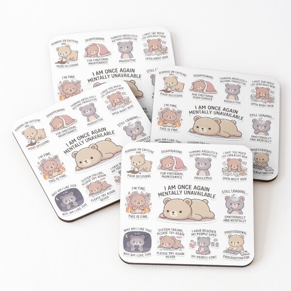 Item preview, I Am Once Again Mentally Unavailable Bear Pack Sticker designed and sold by Softbear Atelier.