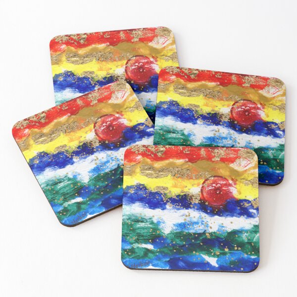 Item preview, Rainbow Seascape Abstract Landscape Red Gold Sunset designed and sold by Cass Harker Studio.