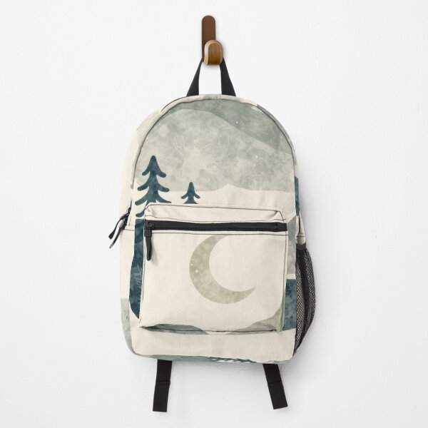Item preview, Misty Mountain Forest Crescent Moon Watercolor Art designed and sold by Fariks.