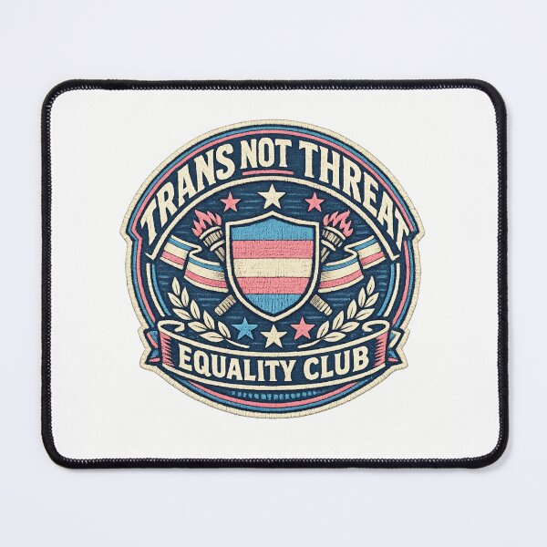 Item preview, Trans Not Threat Varsity Equality Club Patch designed and sold by AMICO77.